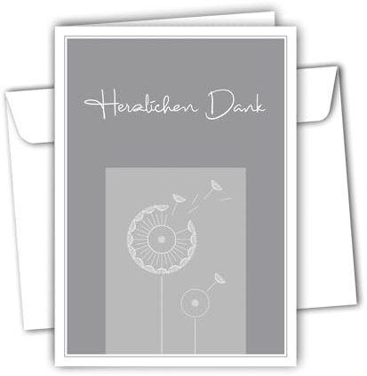RotfuchsDesign – Danksagung Dankeskarten Trauer Trauerkarten 10 Klappkarten mit Umschlag Danksagungskarten nach Todesfall Beerdigung Abschied Motiv: Pusteblume