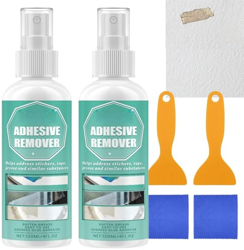 2PCS Sticky Stuff Remover & Adhesive Remover Spray,Glue Remover for Cars & Floor,Sticker Remover Kit with Scraper Tool,No Damage Effective Formula,Powerful Heavy Duty Adhesive Remover for Every Home