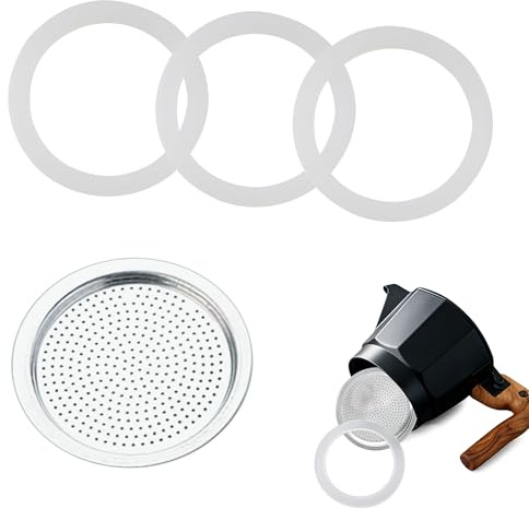 4Pcs Gasket for 6Cup Espresso Maker Moka Pot Seal Ring Replacement | Coffee Pot Gasket Seal Parts Aluminium Spare Food Grade Silicone Ring for Bialetti Moka Express Stovetop Coffee Maker