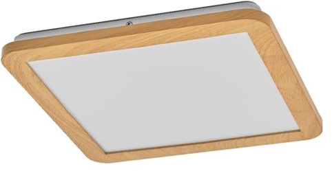 Licht-Erlebnisse LED Deckenlampe Holz Metall 3000-4000 K Click-CCT IP44 wohnlich Schlafzimmer Flur Badezimmer Treppenhaus L:30 cm Deckenleuchte Esszimmer