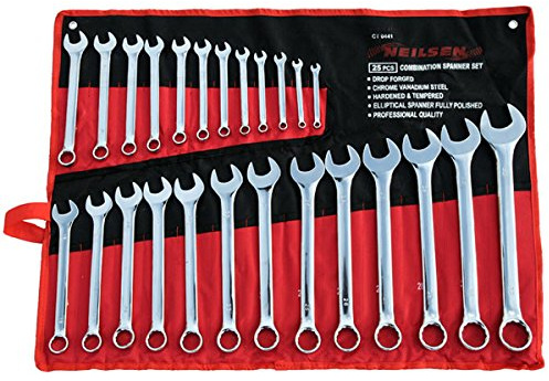 Neilsen CT0441 Lot de 25 clés à molette Finition polie Argent 6-32 mm