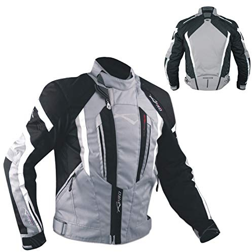 A-Pro Giacca Cordura Moto Tessuto Impermeabile Sport Touring Sfoderabile Grigio S