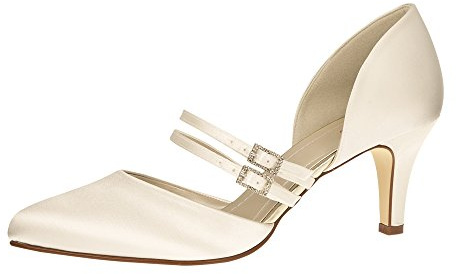 Rainbow Club Brudskor Misty – pumps Ivory Satin – dansskor med rem, Elfenben kräm elfenben, 38.5 EU