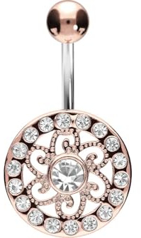PIERCINGLINE Bauchnabelpiercing Titan | Mandala 925er Silber | Piercing Bananabell Banane | Farbauswahl