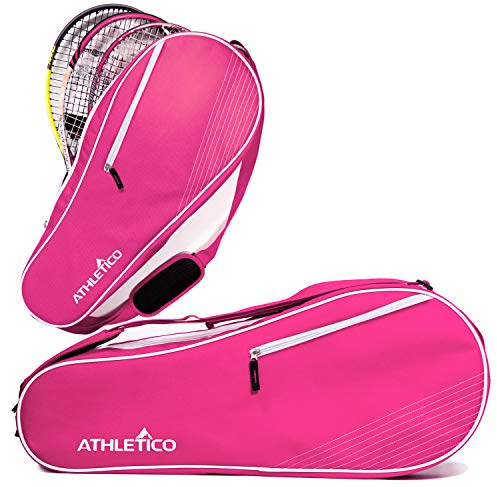 Athletico 3 Tennisschlägertasche | Gepolstert zum Schutz von Rackets & Lightweight | Tennisprofi oder Tennisanfänger | Unisex-Design für Männer, Frauen, Jugendliche und Erwachsene (Pink)