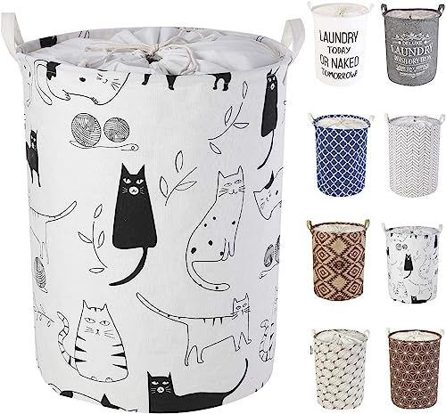 LessMo 19,7 Clasificador de Almacenamiento de canastas de lavandería, cestos de lavandería Plegables, Ropa de algodón Redonda Impermeable