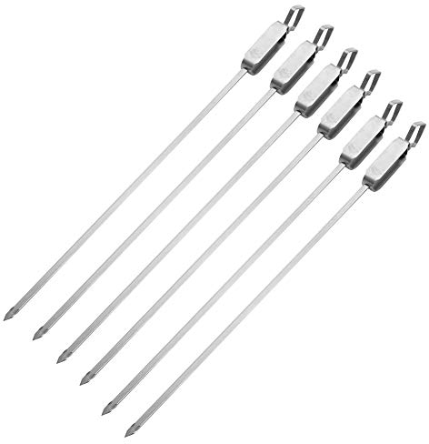 6-teilige Kabob-Spieße zum Grillen, Edelstahl 18 Zoll lange Metallspieße Wiederverwendbare Grillstangen für Fleischgarnelen-Hühnchen