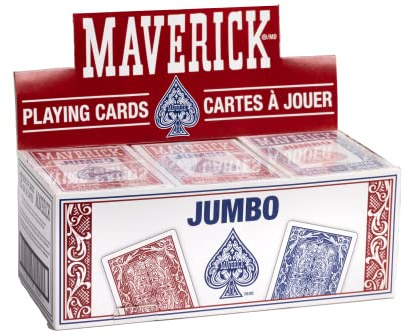 Maverick Playing Cards 12 Pack, Jumbo Index, Bulk Red and Blue Decks