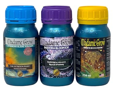 MADAME GROW Fertilizante 420 plantas verdes - Abono para plantas verdes - Abono líquido para plantas - Fertilizante para el crecimiento universal - Fertilizante para la floración (KIT ENJOY 3x250ml)