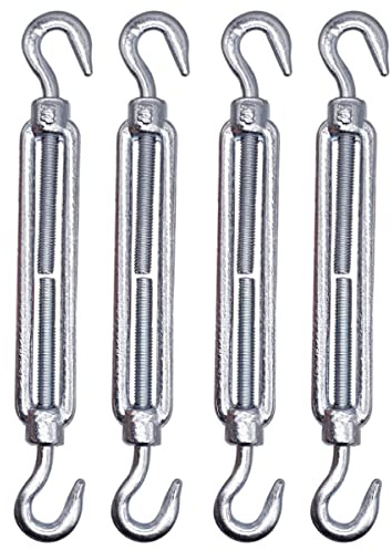 (4 Stück) Spannschloss Drahtspanner M6, verstellbarer Spannschlösser Haken und Haken, Seilseilspannung (4 Stück, M6)