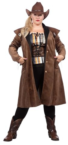WILBERS & WILBERS 320432 – västerländsk kappa Jane för kvinnor, brun, cowboy look, karneval, 48