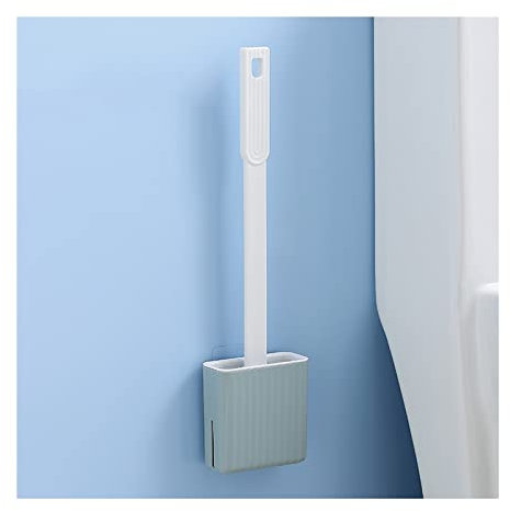 TOMYEUS Portascopino WC Spazzola igienica for la casa Senza punzonatura wcocket Water Muro Appeso Manico Lungo Set di Silicone for la Pulizia del gabinetto Spazzolone WC Comodo Manico Robusto