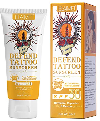 CCKULOOB Premium Tattoo Care Sunscreen - Defend SPF 30+ Sun Protection UVA/UVB Rays Protection, Aftercare Lotion Fade Water Resistant, 60ml, Pack of 1