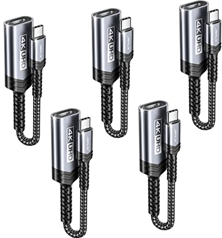 JSAUX USB C HDMI Adapter 5Pack, 4K USB Type C für Thunderbolt 3 auf HDMI Adapter Kompatibel mit iPhone 16 Pro/15, MacBook Pro/Air, Dell XPS 15, Samsung Galaxy Note 20/S20/S10/S9, Surface Pro 7-Grau
