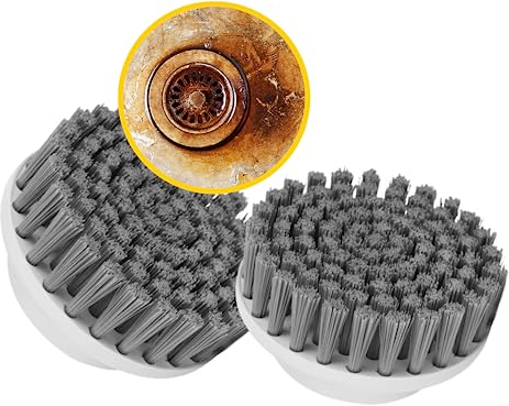 SYNOSHI Round Brush Heads (2 Units) for Electric Cleaning Brush | Designed for General Cleaning Tasks, Grey