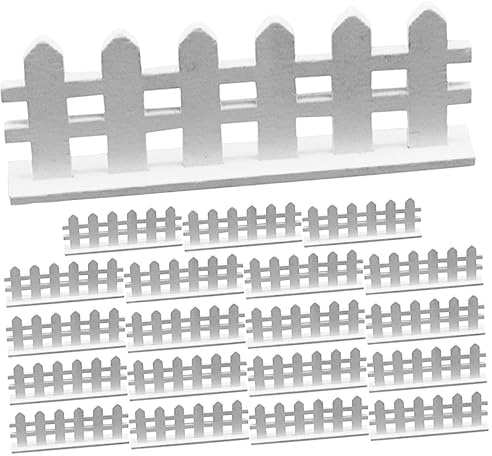 YARNOW 20 PièCes Mini ClôTure En Bois Blanche ModèLe De Jardin Miniature DéCoration De Paysage Pour Maison De PoupéE Et Micro-Paysage Diy Ornements De ScèNe