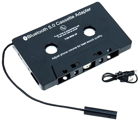 Ruikdly Adattatore Cassetta Autoradio BT 5.0, Cassetta Adattatore da Auto con Microfono per Chiamate Lettore di Cassette per Auto con USB, Adattatore Bluetooth Aux per MP3 CD Convertitore Radio
