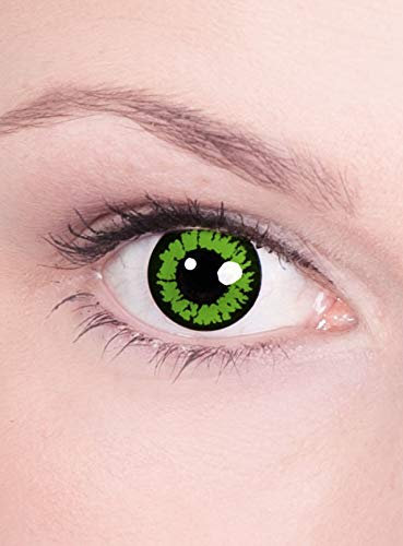 Kontaktlinse Jahreslinse - Grünes Feuer - Motivlinse mit Sehstärke (1 Stück) - Dioptrien: -2,5 - ideal für Halloween, Karneval & Motto-Party