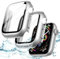 JETech Wasserdichte Hülle mit Schutzfolie für Apple Watch SE (2022/2020) / Series 6 5 4 40mm, Eingebautes Gehärtetes Glas Displayschutz Hart PC Vollständig Schutzhülle, 2 Stück (Silber)