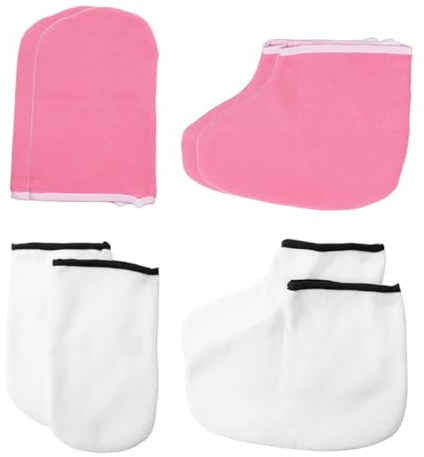 Beatifufu 4paare Peeling Feuchtigkeitshandschuhe Fußabdeckungen Pflegewerkzeuge Weiß Rosa