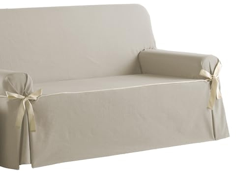 Estoralis Beret | Funda Sofá Lazos Diseño Moderno | Tejido Jaquard Color Lino | para Sofá de 4 Plazas | Tamaño de Tela (de 210 a 240 cm.) Funda para Todo Tipo de Sofás