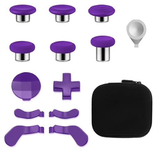 13 in 1 Metal Thumbsticks for Xbox Elite Controller Series 2 Zubehör, Ersatz Magnetische Tasten Kit Enthält 6 Metallbeschichtung Joysticks, 4 Paddles, 2 D-Pads, 2 Justierwerkzeug (Lila)