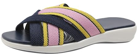 Pantoletter dam med fotbädd, mjuka tofflor dam, sommar, badskor, halkfria, espadrilla-sandaler, vintage, sandaletter, lätta strandsandaler, utan klack, badsandaler, platta slides/sommarskor, röd, 45