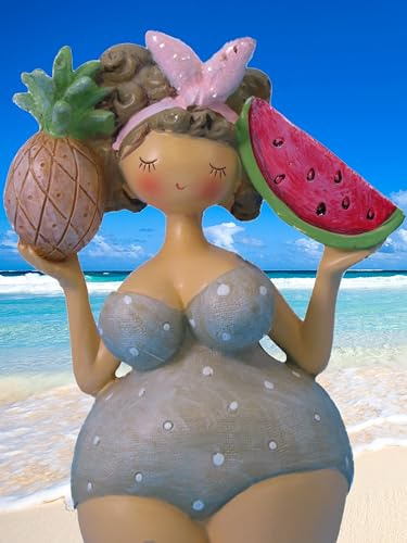 Pommerntraum ®| Dekofigur mollige Maritime Badenixe Rubensdame am Strand | Dame Lady Stranddame Nana Dekorationsfigur Rubensfigur Sammlerfigur Boterofrau Diva Vintage kurvige Molly (Peggy)