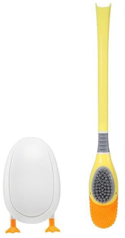 Silicone Toilet Brush with Holder, Cute Diving Duck Toilet Cleaner Brush for Bathroom (Yellow)