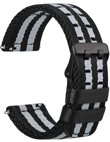 WOCCI Nylon Uhrenarmbander, Seidiges Nylon Uhrenarmband mit Doppellöchern, Kompatible Uhrenanstoßbreite 18mm 20mm 22mm