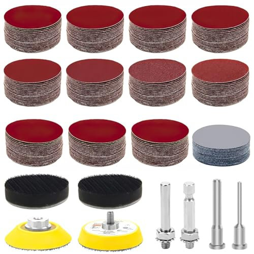 248 Stück Schleifpapier Set, 2 Zoll Schleifscheiben, Runde Sandpapier Mit 1/8&1/4 Zoll Schaft, Schleifpads & Schleifpapier für Autopolitur, Bastelarbeiten(Körnung 60-3000)