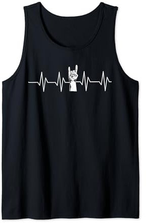 Herzlinie Herzschlag Pommesgabel heartbeat metal rock Tank Top