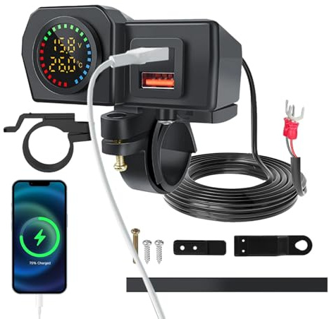 USB-Steckdose mit Motorrad-Schnelllade-Ladebuchse, Schnellladebuchse für Autos für Motorräder, LKWs, Autos, Wohnmobile, E-Bikes