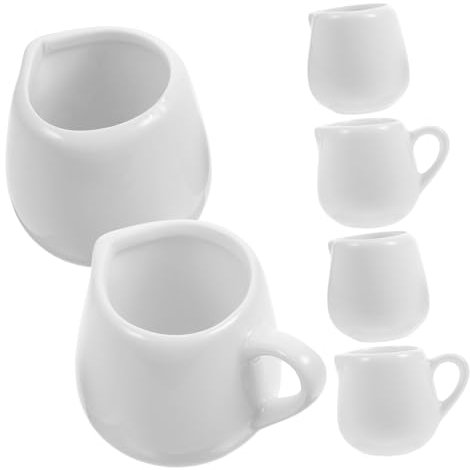 Milisten 6pcs Ceramic Sauce Jugs Practical Milk Cups with Handle for Hot Cold Beverages Elegant Design for Home Coffee Shops and Restaurants