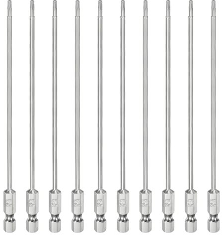 sourcing map 10 punte Torx di sicurezza T8 da 1/4 di pollice con gambo esagonale lungo 15,2 cm in acciaio S2 magnetico resistente alle manomissioni cacciavite a stella testa Torx con foro per punte da