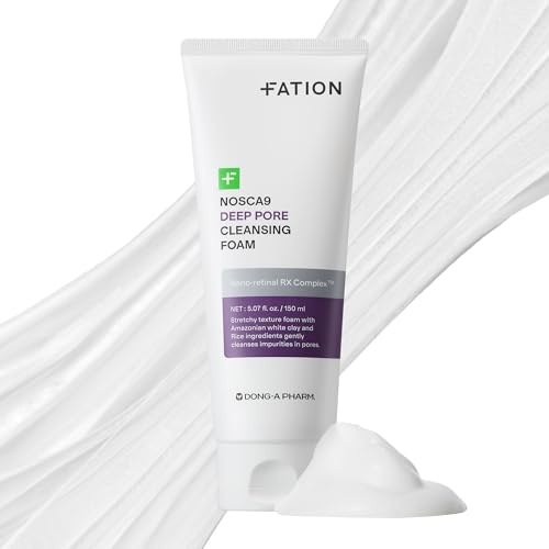 Fation Nosca9 Korean Facial Cleansing Foam Sensitive Skin with 17 Amino Acids Clay and Patented Pore Reducing Ingredients Deep Cleansing and Moisturizing(1