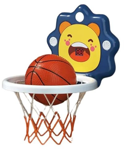 Mini Basketballkorb fürs Zimmer, Kinder Basketballkorb Indoor/Outdoor – Tragbarer Löwen Basketball Reifen mit aufblasbaren Bällen & Saugnapf, Höhenverstellbar für Kinder ab 3 Jahren (Blau)