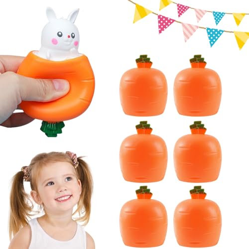 Stressball Anti Stress Spielzeug Bälle, 6 Pcs Kaninchen Spielzeug Ostergeschenke Kinder, Antistressball für Kinder Erwachsene Ostern Geburtstagsgeschenk, Kleine Geschenke für Kinder (Weiß-6 Pcs)
