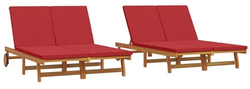 vidaXL Sonnenliege mit Kissen Braun 125 x 200 x 84cm Massivholz Akazie, Garten und Terrasse, moderner Liegestuhl, Robustes Möbel, wetterfestes Relax-Sonnenbett