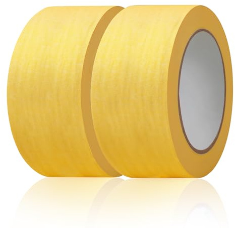 Malerkrepp 2 Rollen Jede Rolle 5 cm × 50 m Goldenes Kreppband geeignet | Kreppband für Malerarbeiten Renovierungen Lackierungen und Bastelarbeiten Als Malerband