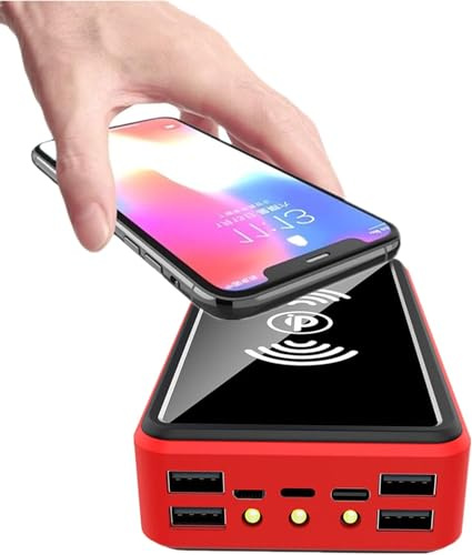 Power Bank，For Portable Charger Fast Charging 50000Mah, Qi Wirelesscharger With 5 Outputs 4 Inputs And Led Flashlights, External Battery Packbattery Charger For Cell Phone Tablets, Outdoor C