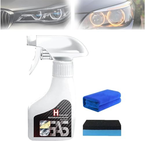 Automotive Headlight Restoration Kit,Pro Headlight Rejuvenator,Oxidized and Yellowed Automotive Headlamps Blurring Enhanced Crystallization Coating Refurbisher,Maximum Gloss & Shine (1)