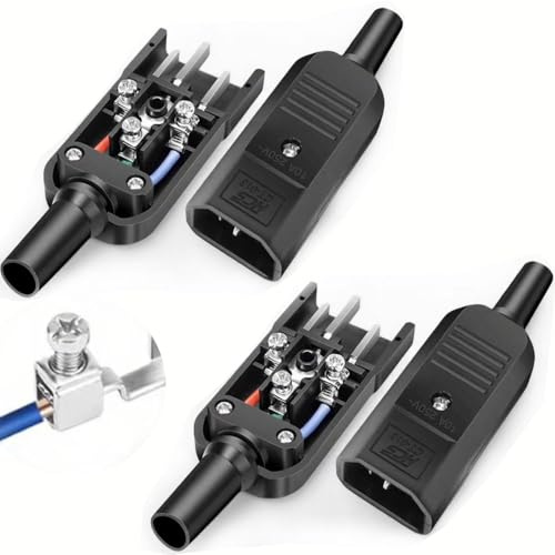 RUNCCI-YUN 4 pezzi Connettore Plug Power Maschio 3 pin IEC 320 C14 Connettore Adattatore di Alimentazione 250V AC IEC C14 con terminale a vite(nero)
