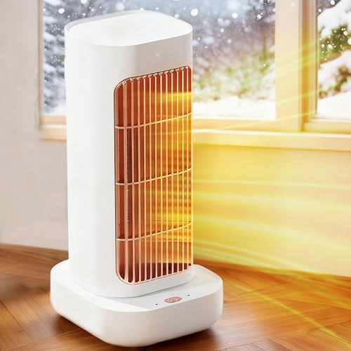 Elektrischer Heizlüfter, 1300W Kleiner Heizlüfter, Tragbarer Leiser Ventilatorheizer, 90°-Schwenkung, Überhitzungsschutz und Umkippschutz für Schlafzimmer, Wohnzimmer, Büros, Garage