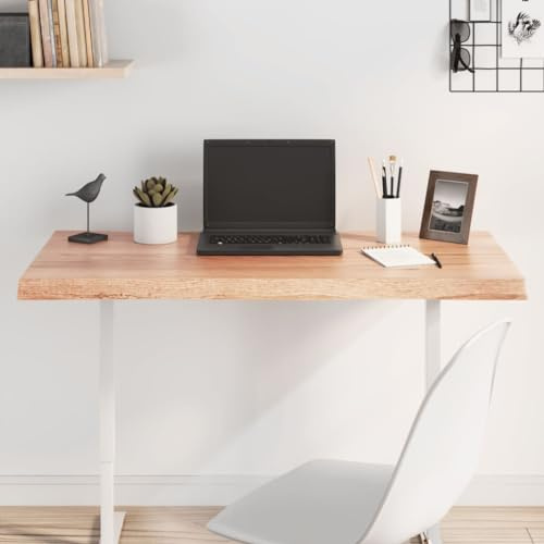 Solid Oak Wood Table Top 100x40cm, Live Edge, Lacquered Finish, 2-4cm Thick Wood Desktop for Dining, Home Office, and DIY Furniture Projects