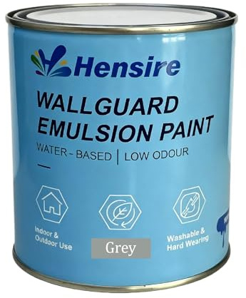Hensire Exterior Wall Paint - 35oz Light Grey Water-Based Paint for Concrete, Cement, Brick, Mansory & Stone, Low Odor Waterproof Paint for Wall Outdoor