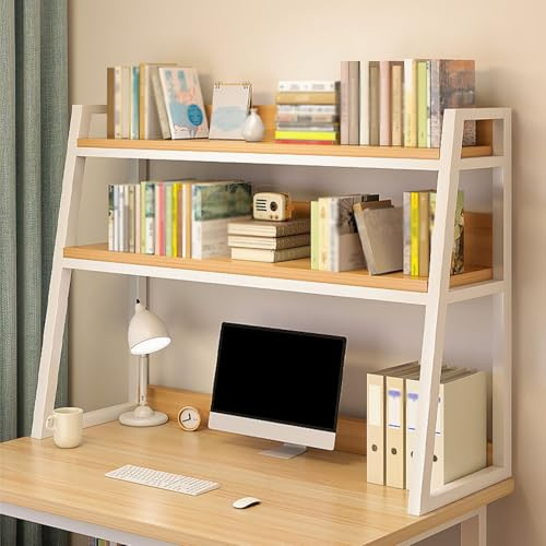 White 115cm Multi-Tier Desk Shelf Etagere - Stylish Storage Rack for Home Office, Bedroom & Dorm Room - Functional Bookshelf Display Unit, Maximize Space & Organize Essentials