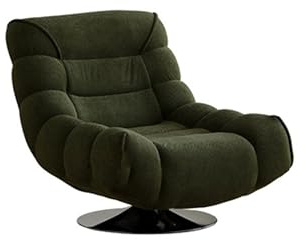 MPLFHSYOS Drehsessel im Mid-Century-Modern-Stil, brauner, geknitterter Webstoff, 360° drehbares Metallgestell, hochelastischer Schaumstoffbezug, geeignet for Wohnzimmer(M)