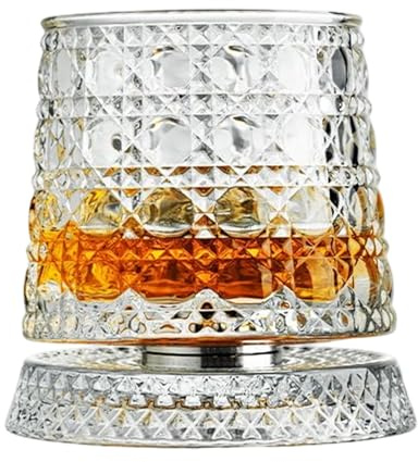 Genérico Vaso De Whisky Giratorio De 360° - Copa De Vino De Cris-tal Antigua | Vasos Giratorios Para Cóctel Para Aliviar El Estrés | Cristalería De Licor De Cris-tal Para Hombres, Padre Y Marido (B)