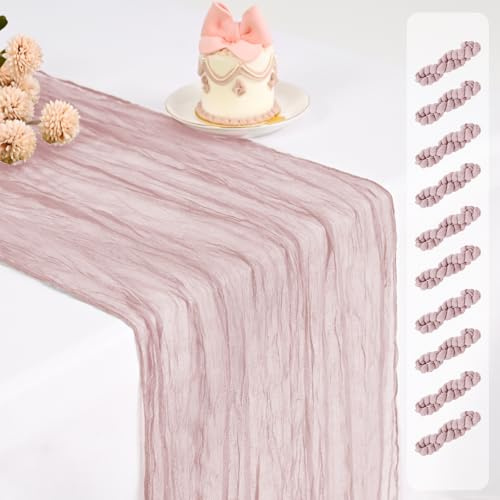 Pesonlook 10 Stück Staubiges Rosa Käsetuch Tischläufer, 45 x 275 cm
